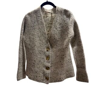 Everlane Womens Merino Wool Donegal Cardigan Sweater Oatmeal Speckle Medium